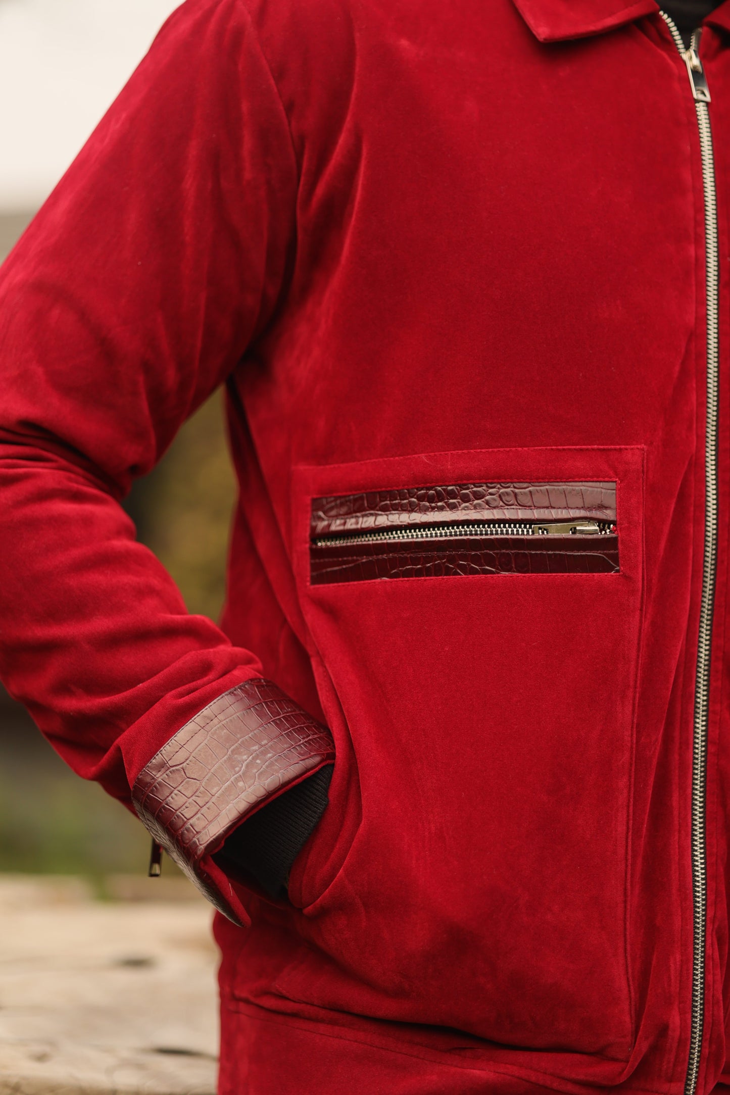 Carmine Red Suede Jacket