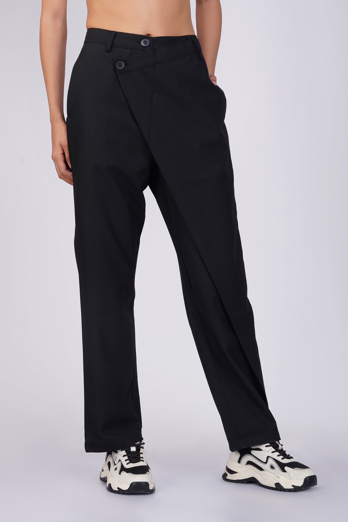 Black Flap Formal Pants