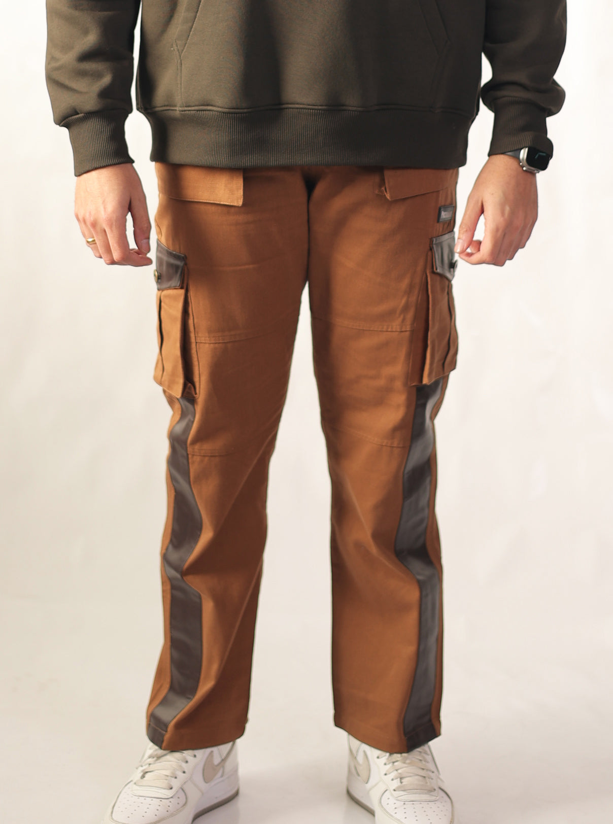 Brown Leather Cargo Pants