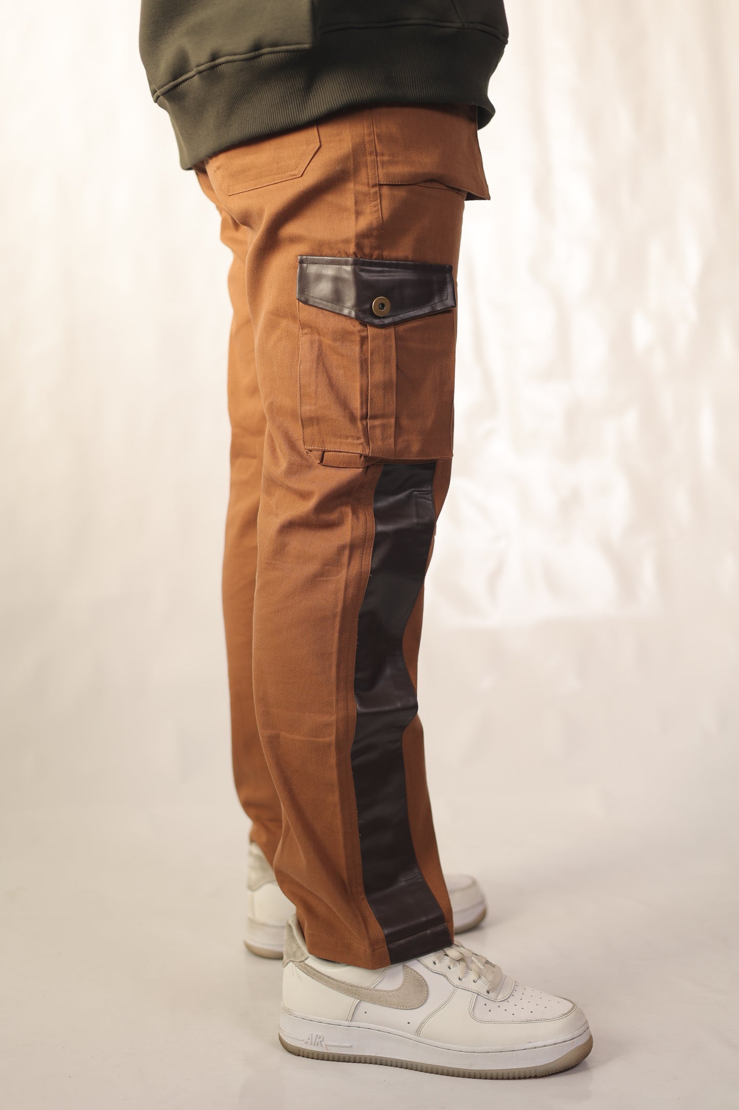 Brown Leather Cargo Pants