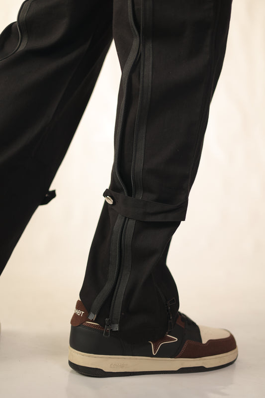 Black Zipper Cargo Pants