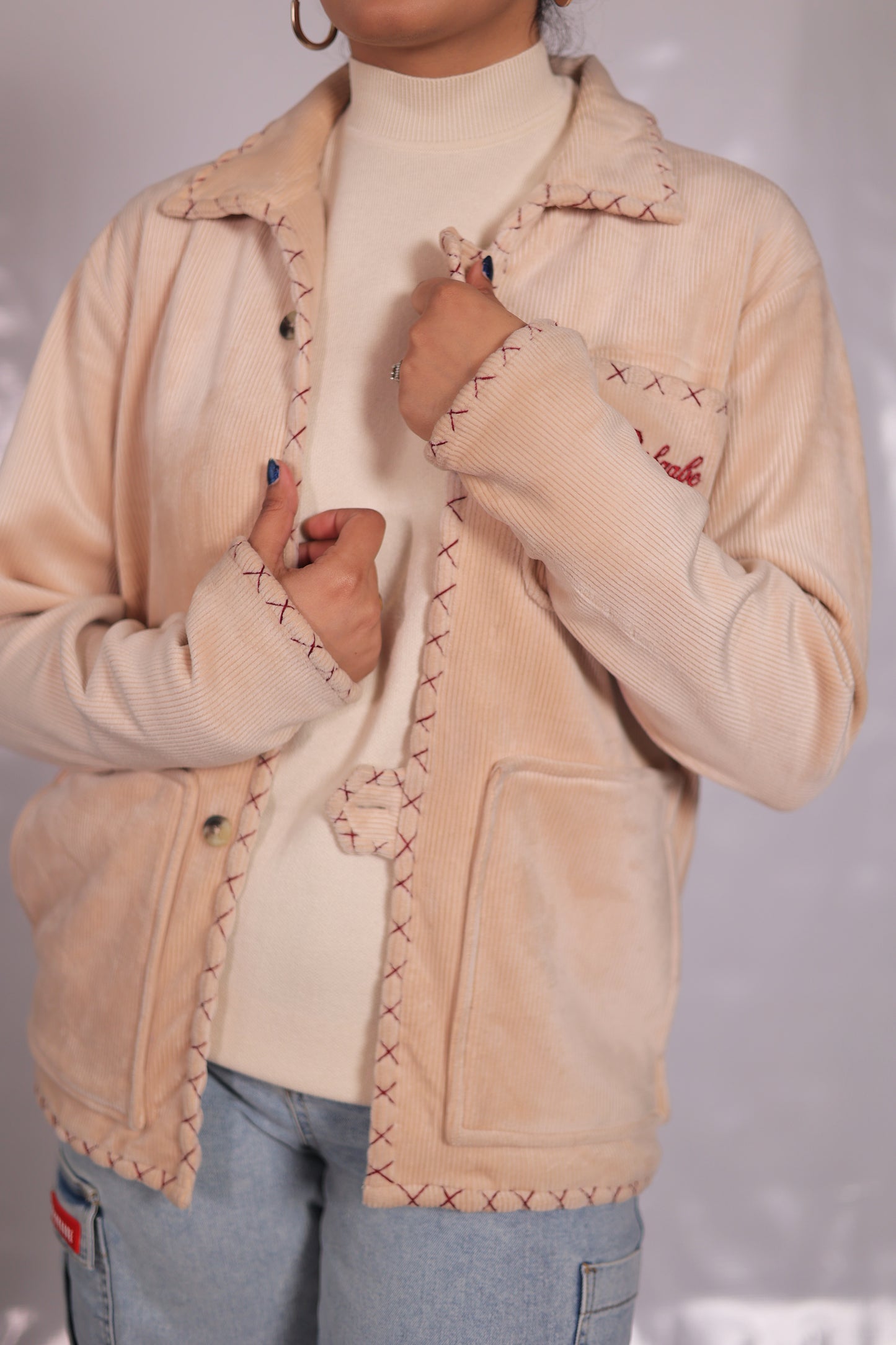 Soft Corduroy Cream Shacket