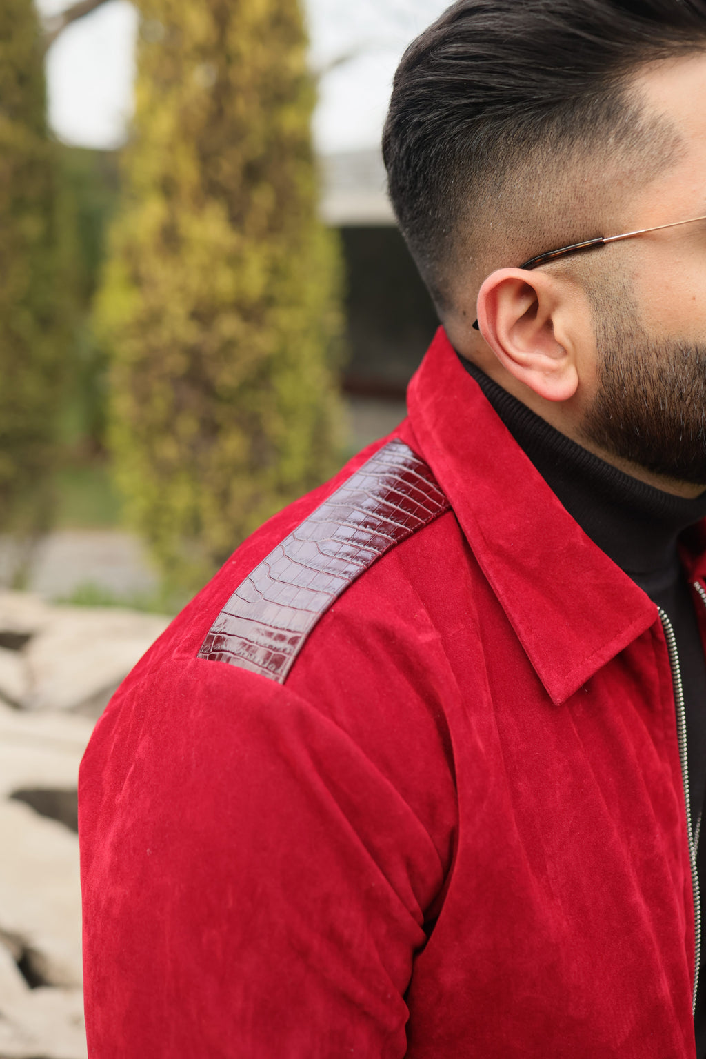 Carmine Red Suede Jacket