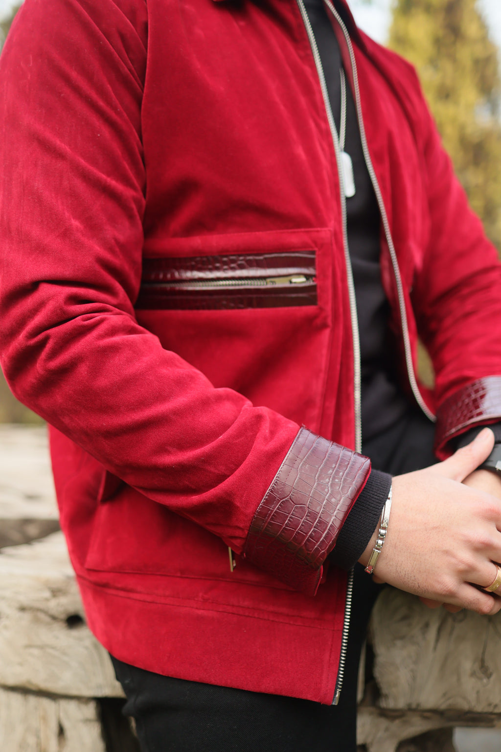 Carmine Red Suede Jacket