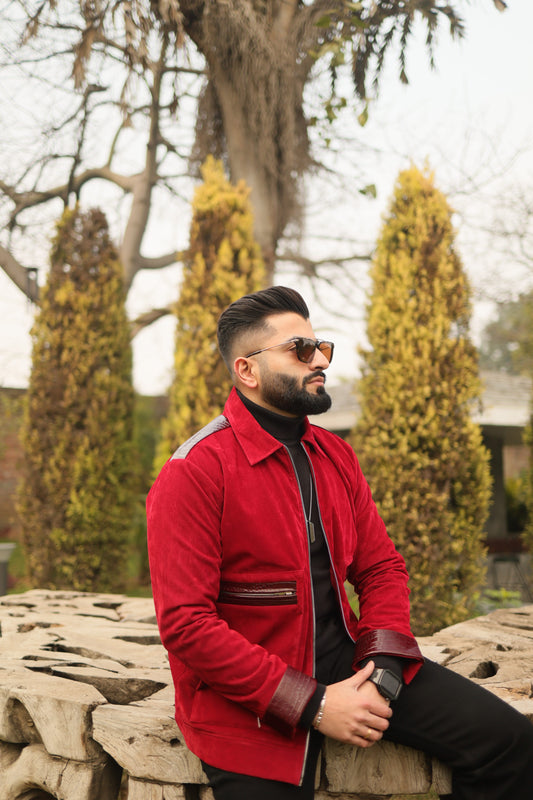 Carmine Red Suede Jacket