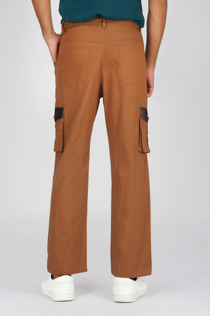 Brown Leather Cargo Pants