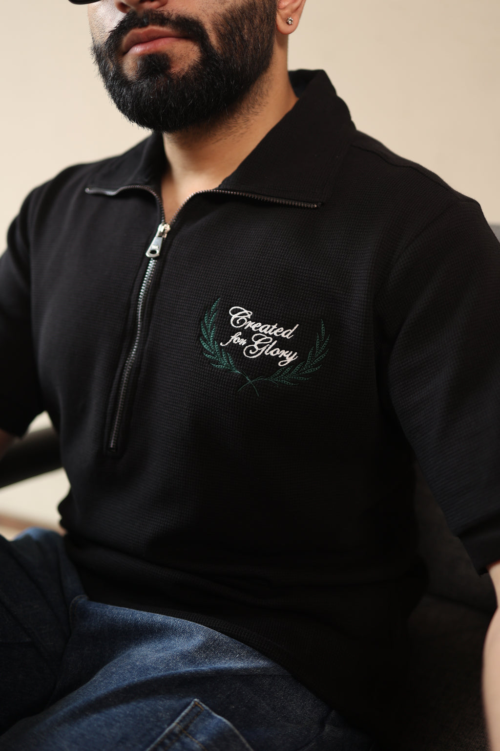 Black Noir Zip Polo