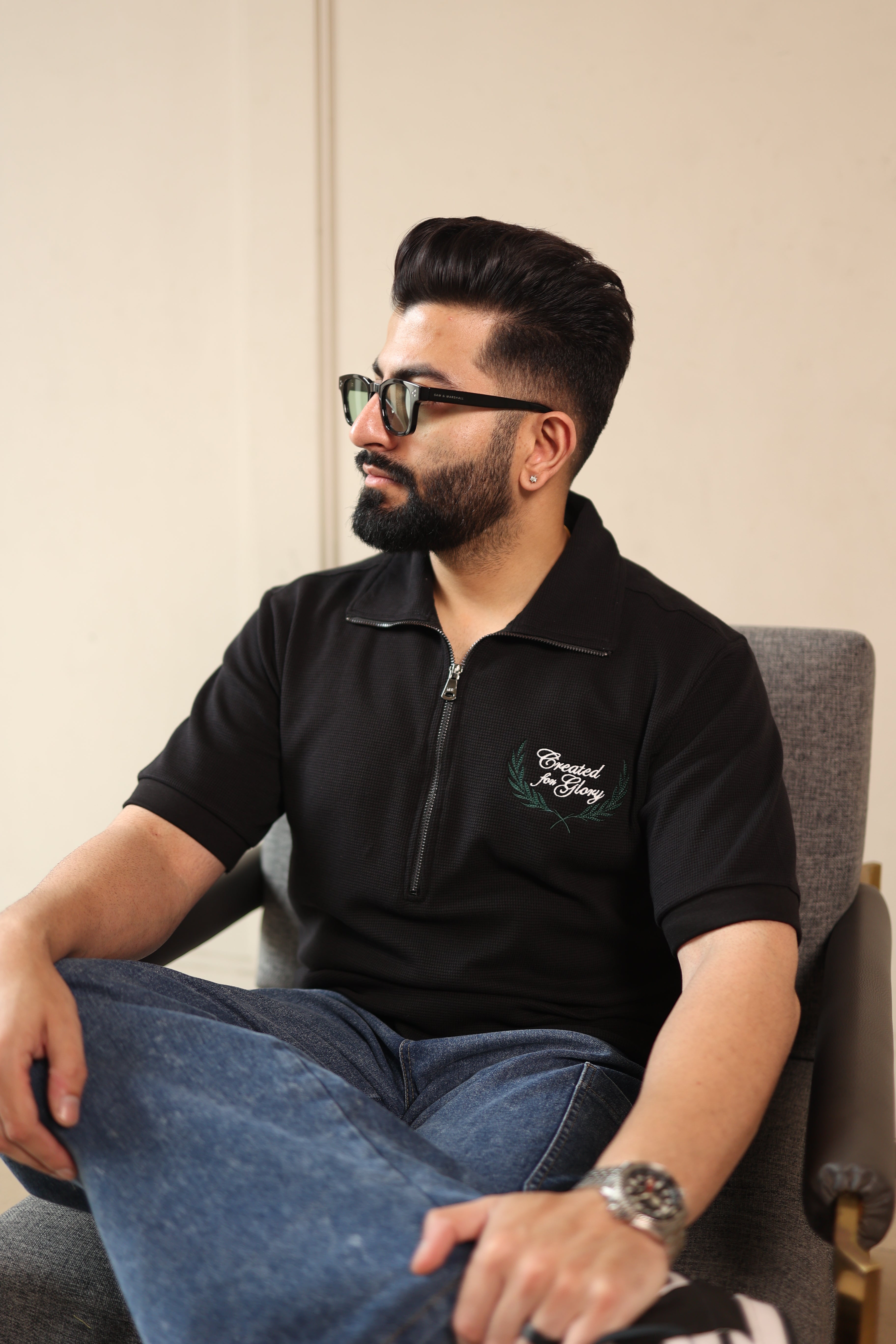 Black Noir Zip Polo